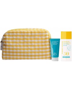 Germaine de Capuccini Set Feel Sun - Fluid cu nuanță SPF50 și Loțiune pentru față, 2 х 50 ml + Geantă de toaletă